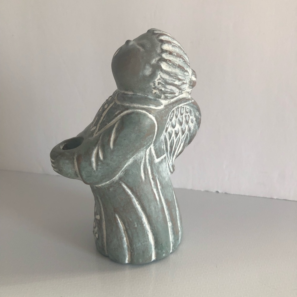 ISABEL BLOOM 1995 Angel Holding Bowl Candleholder sculpture signed